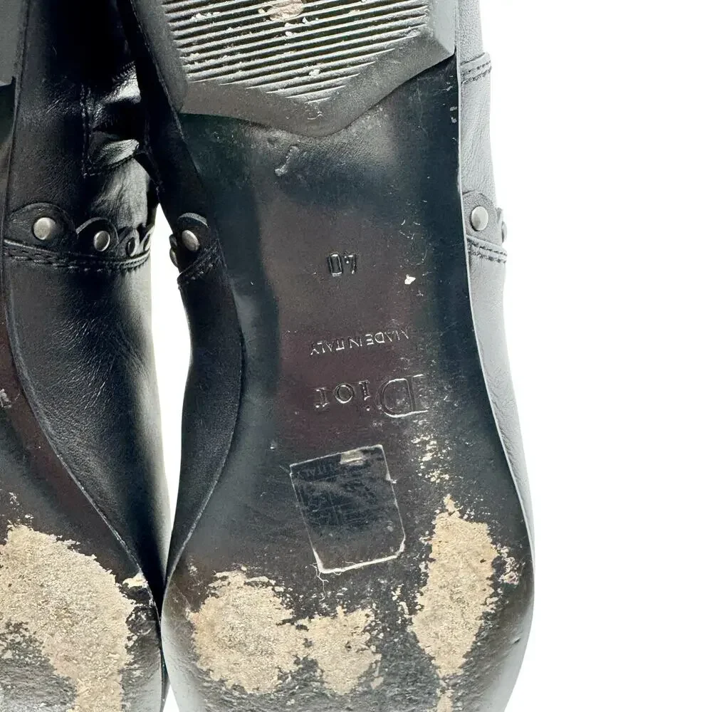Christian Dior Galliano Ethnic Black Leather Studded OTK Boots EU 40 FW2004 Y2K